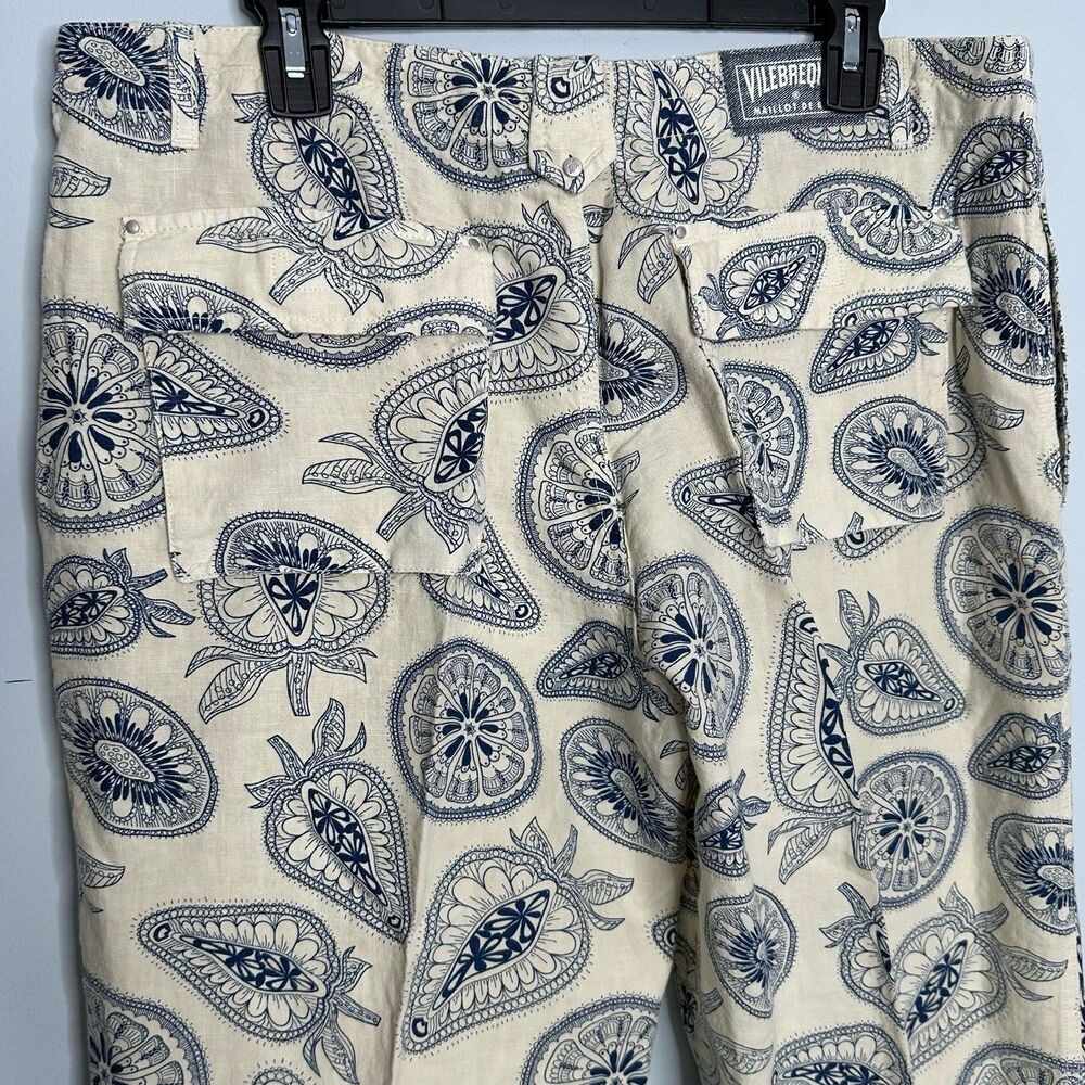 Vilebrequin Cream Trousers with Navy Paisley Print - Picture 4 of 8